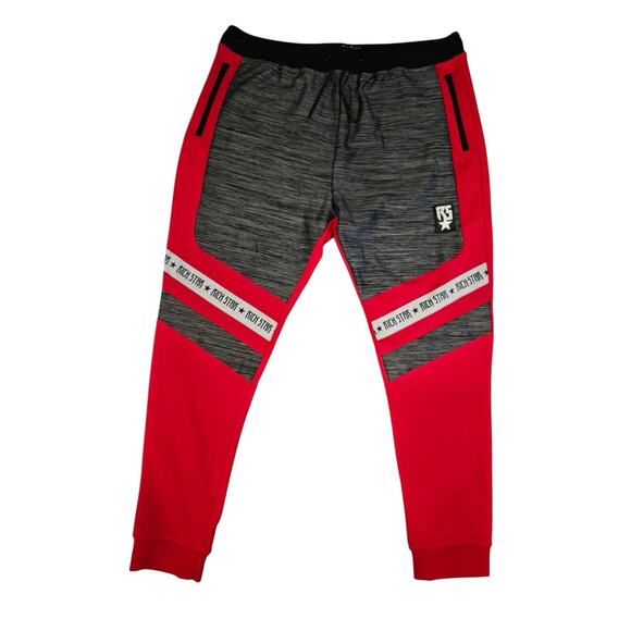 RICH STAR TAPING COLOR BLOCK Red And Black JOGGER PANT Size 3X - Picture 1 of 8